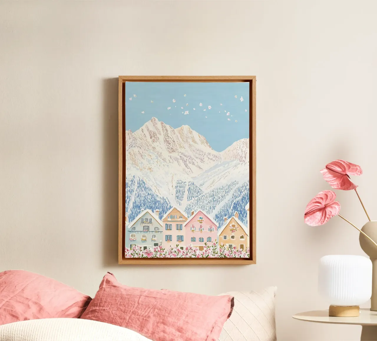 Reisposter, Zwitserse Alpen, Zwitserland Berg Poster canvas met Baklijst van Gaia