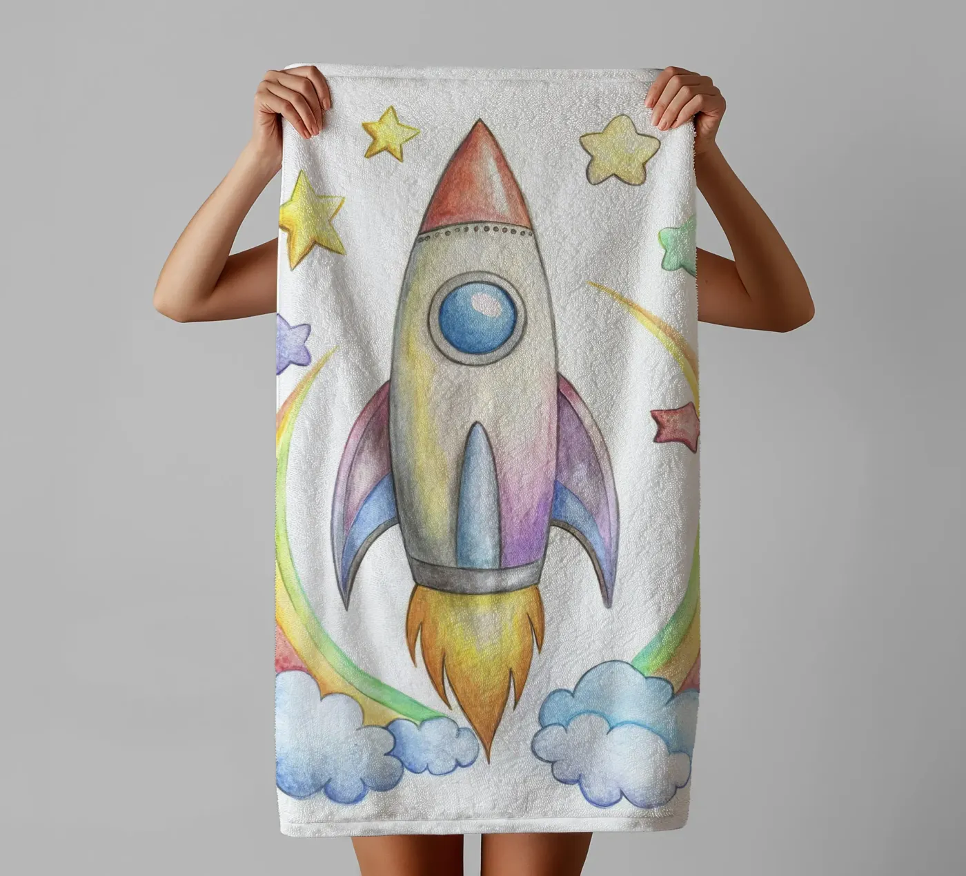 Rocket towel by 🎁 NOBELART