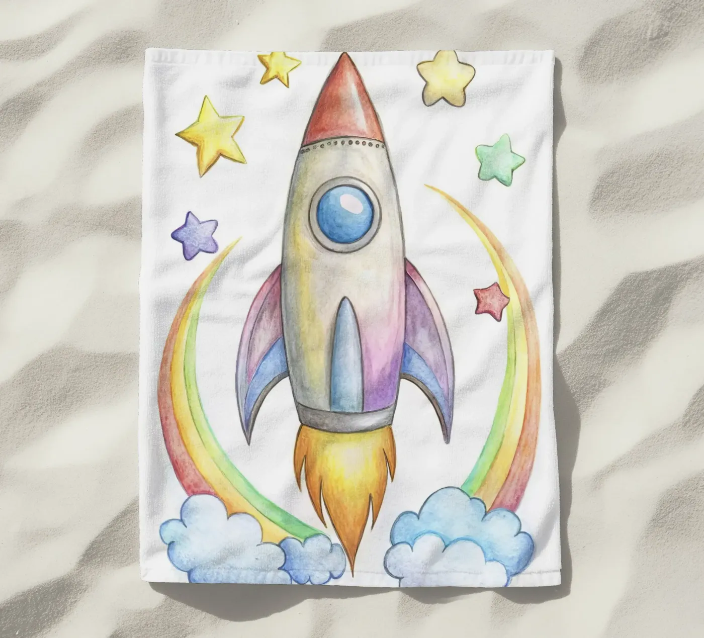 Rocket beach towel by 🎁 NOBELART