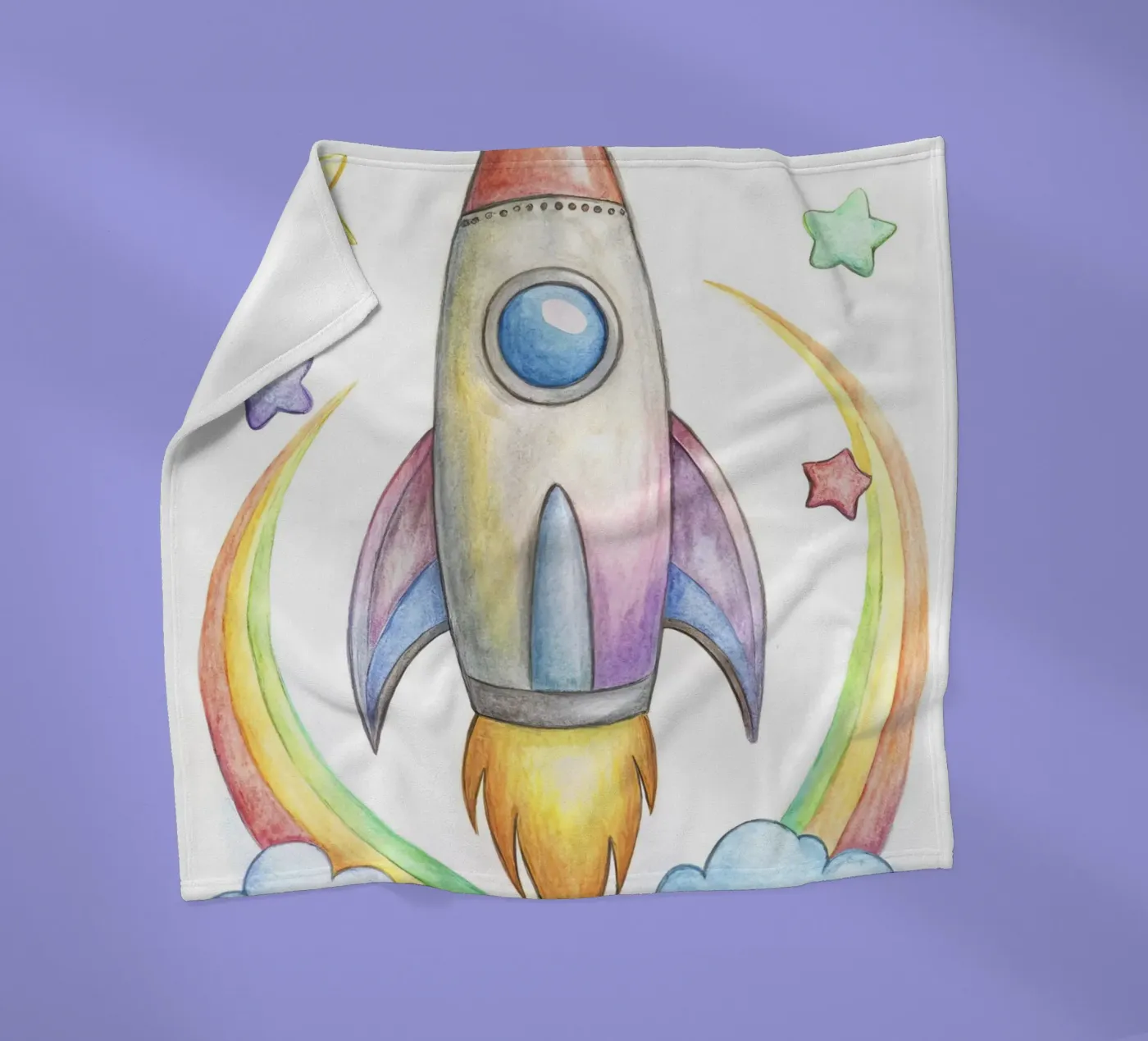 Rakete Fleecedecke von 🎁 NOBELART