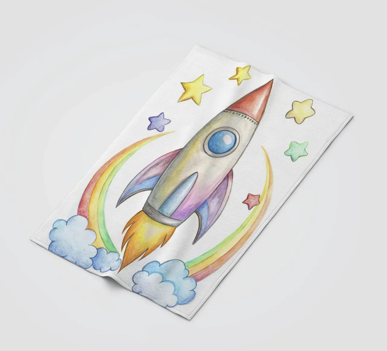 Rakete Fleecedecke von 🎁 NOBELART