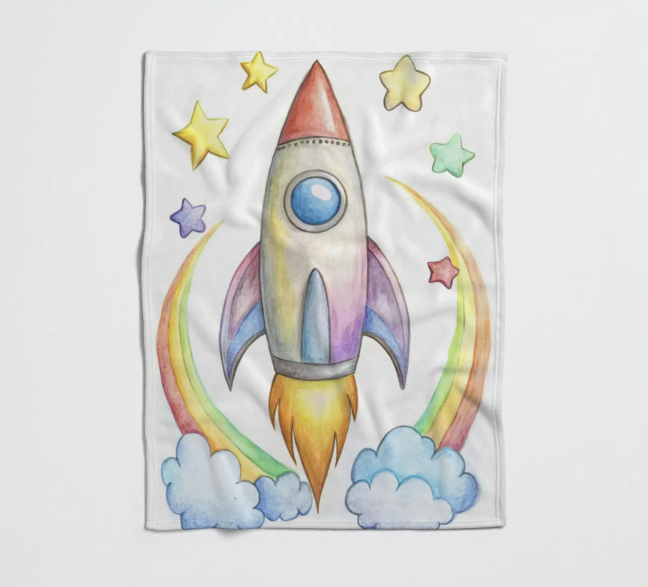 Rakete Fleecedecke von 🎁 NOBELART