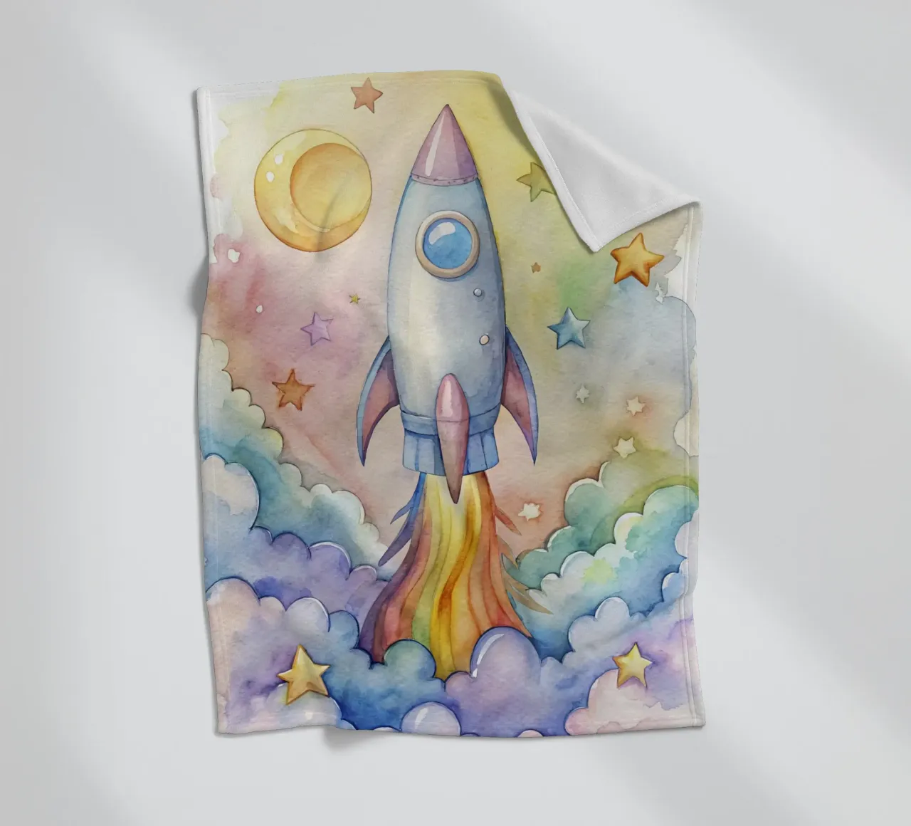 Rakete Fleecedecke von 🎁 NOBELART