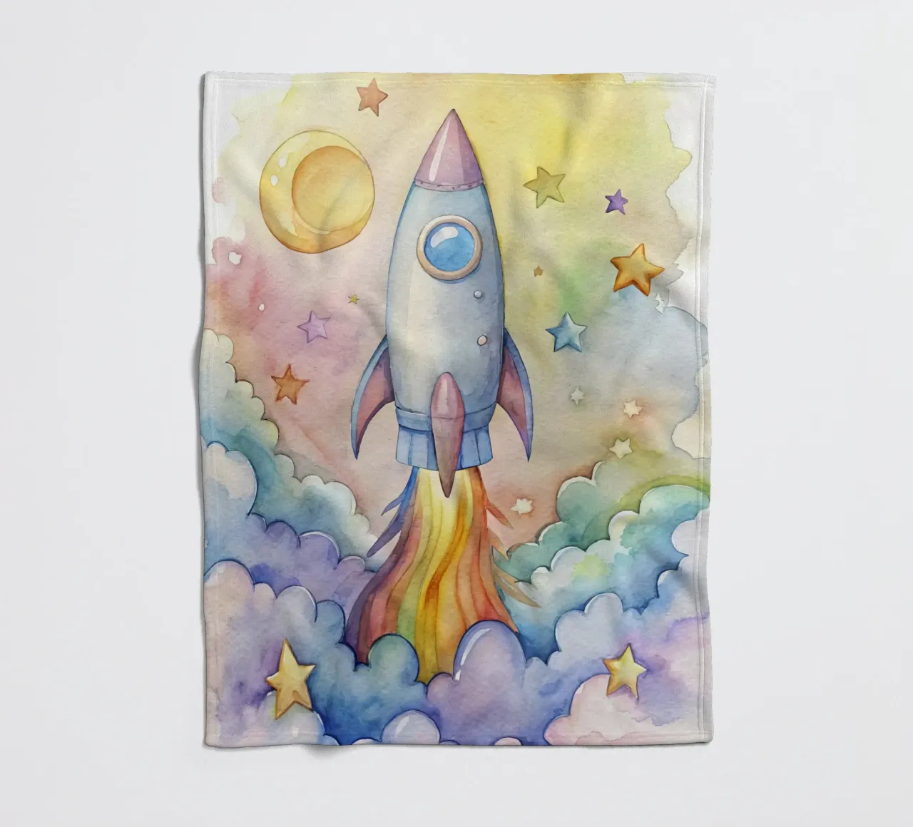 Rakete Fleecedecke von 🎁 NOBELART