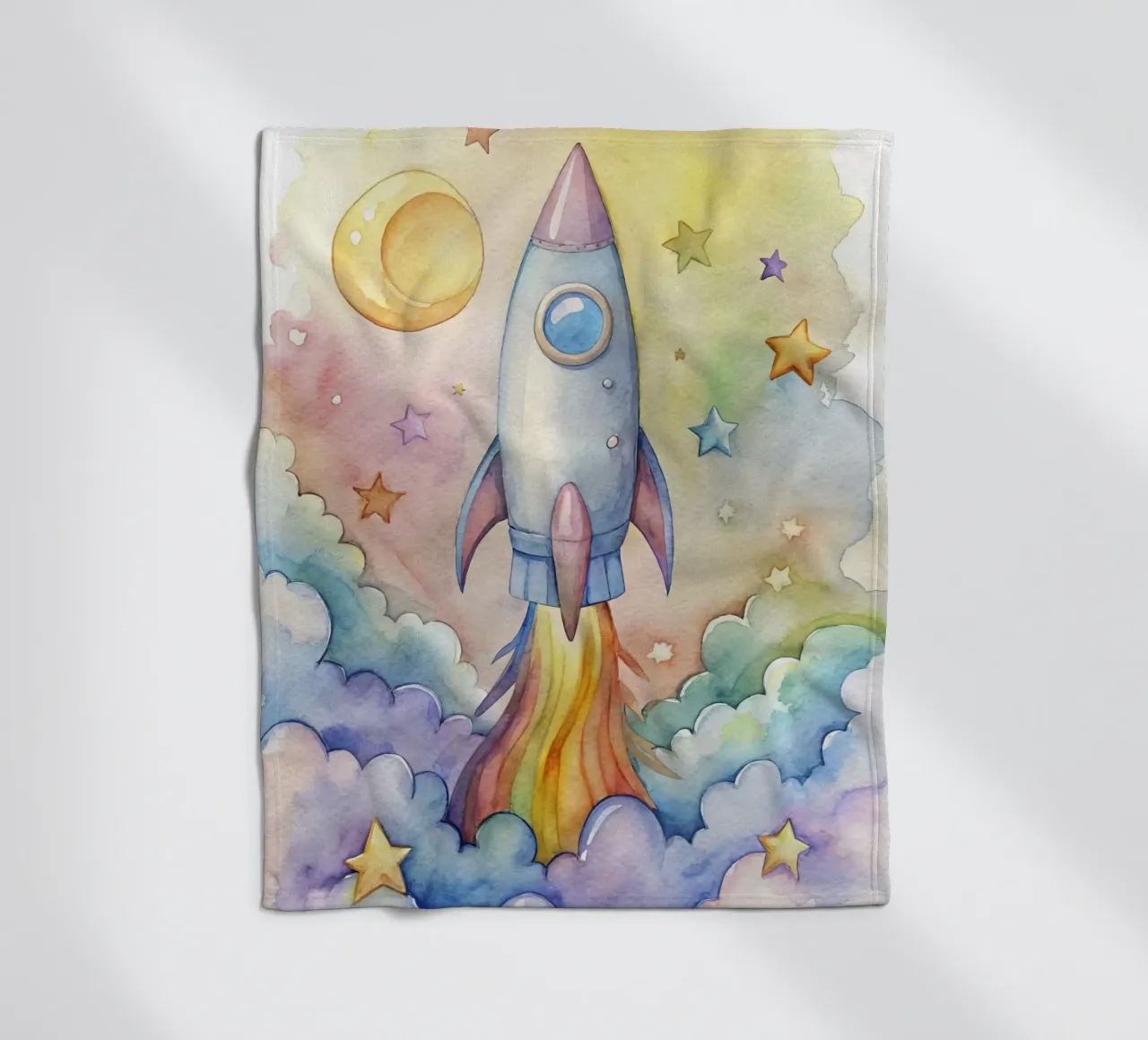 Rakete Fleecedecke von 🎁 NOBELART