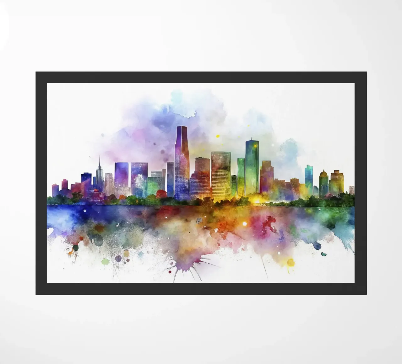 Lo skyline di Miami in acquerello zerbino da 🎁 ARTVI-SHOP