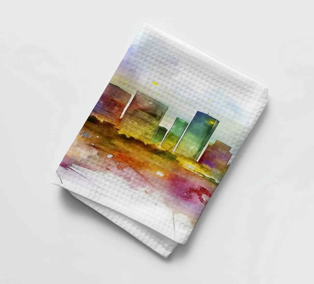 Lo skyline di Miami in acquerello canovaccio da cucina da 🎁 ARTVI-SHOP