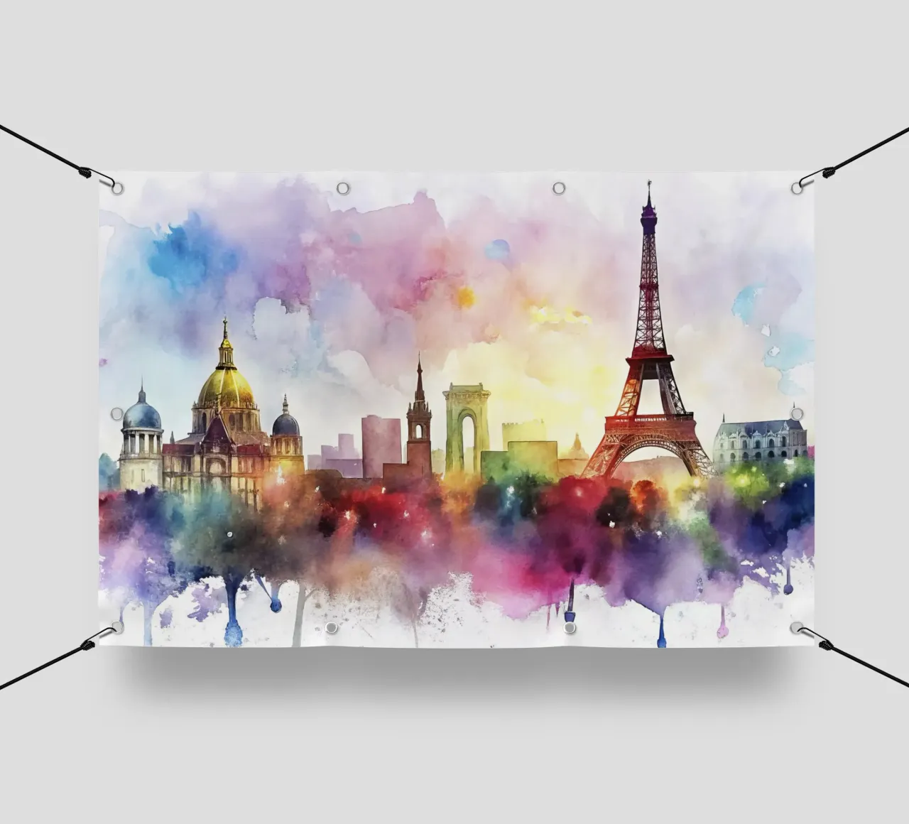 skyline di Parigi ad acquerello telo in pvc da ARTVI-SHOP