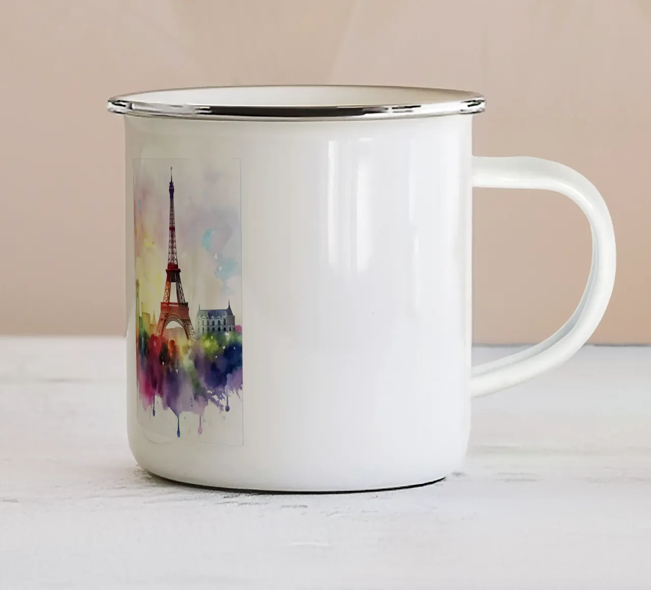 skyline di Parigi ad acquerello tazza in smalto da ARTVI-SHOP