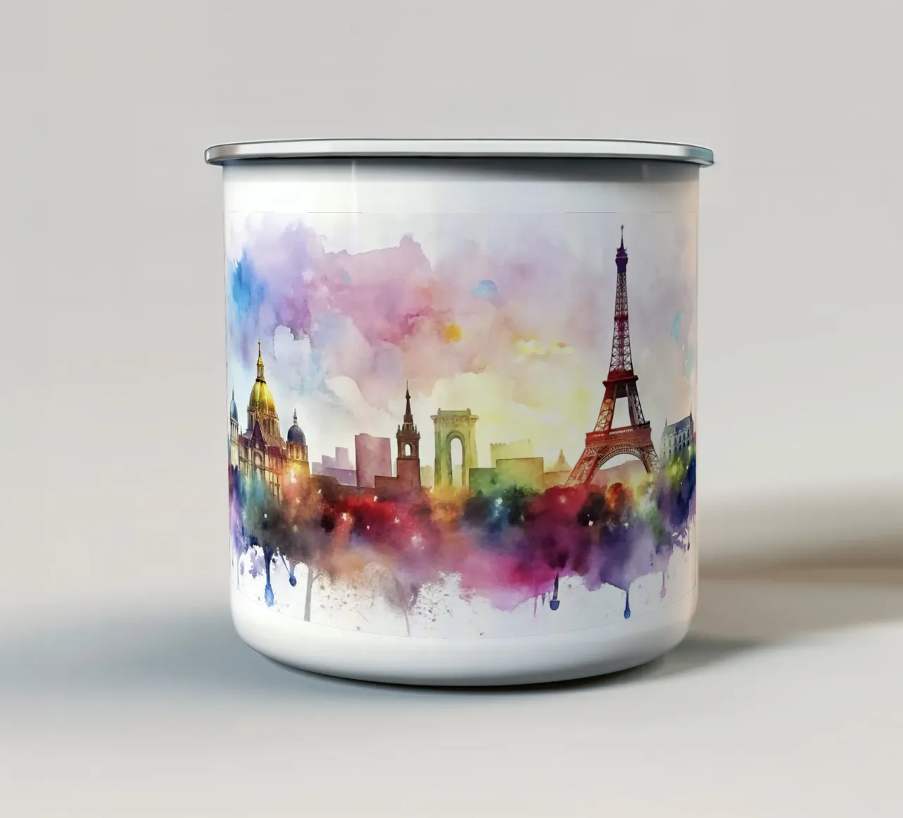skyline di Parigi ad acquerello tazza in smalto da ARTVI-SHOP