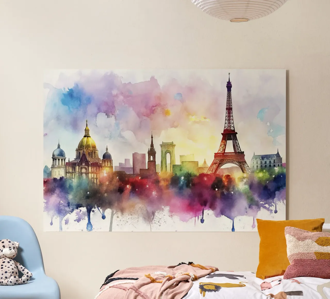 skyline di Parigi ad acquerello plexiglass da 🎁 ARTVI-SHOP