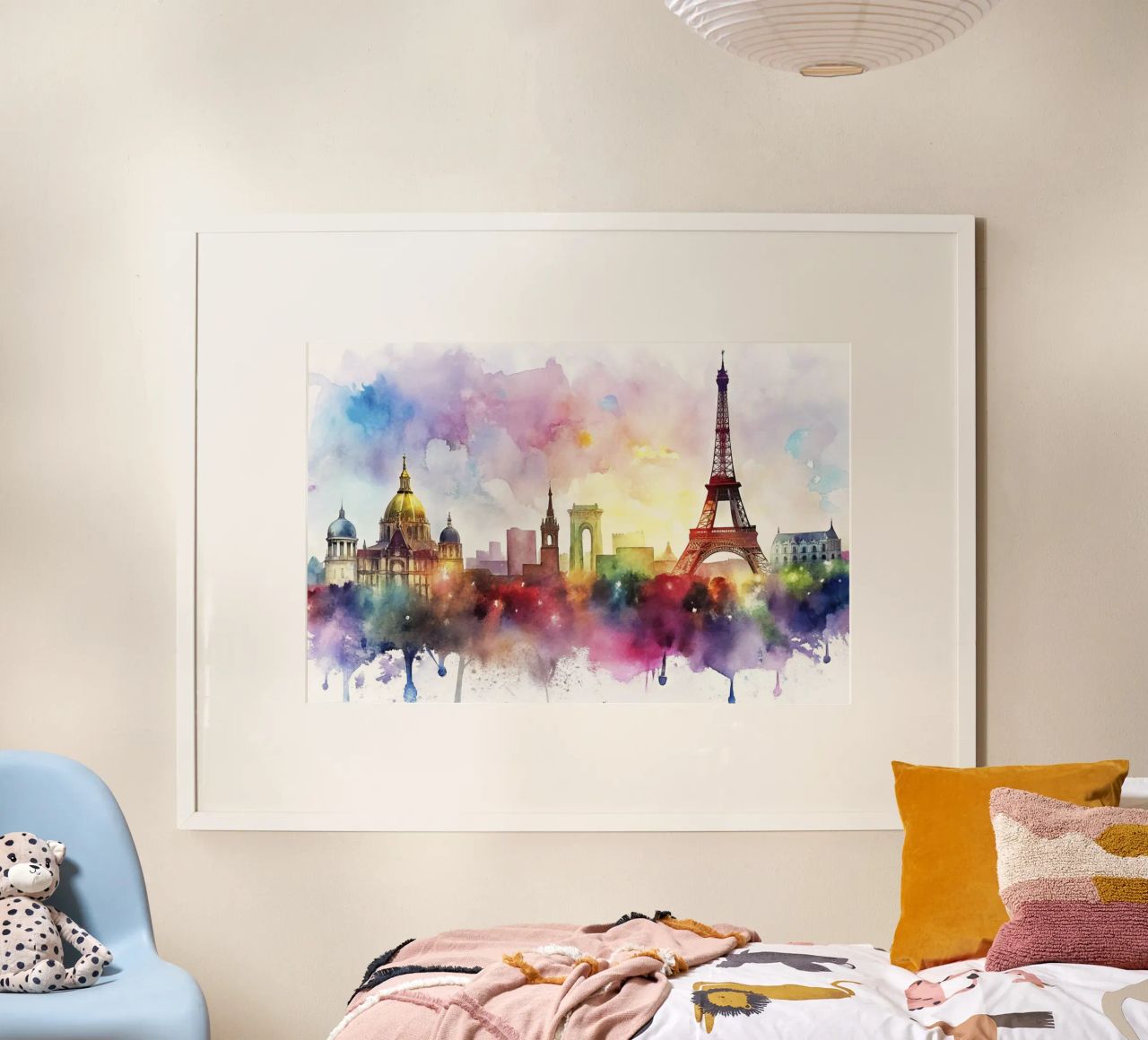 horizon de paris en aquarelle poster de ARTVI-SHOP