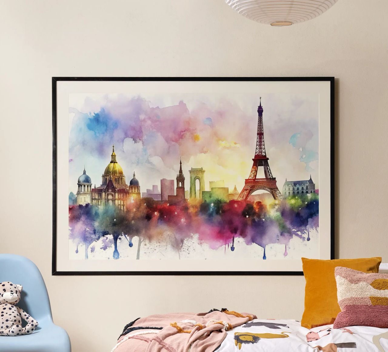 horizon de paris en aquarelle poster de ARTVI-SHOP