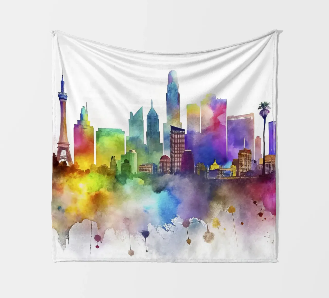 skyline di las vegas in acquerello coperta in pile da ARTVI-SHOP