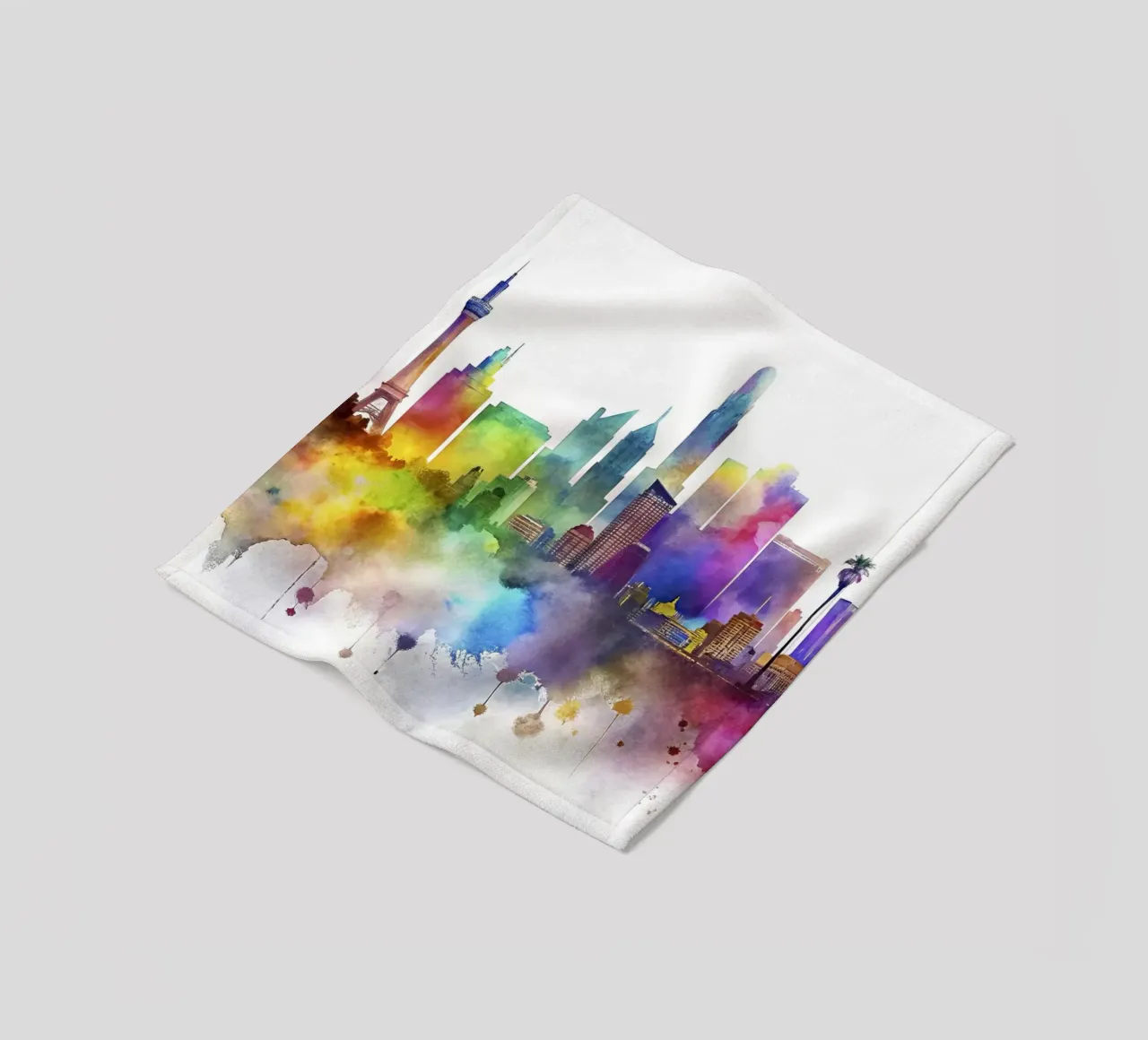skyline di las vegas in acquerello coperta in pile da ARTVI-SHOP