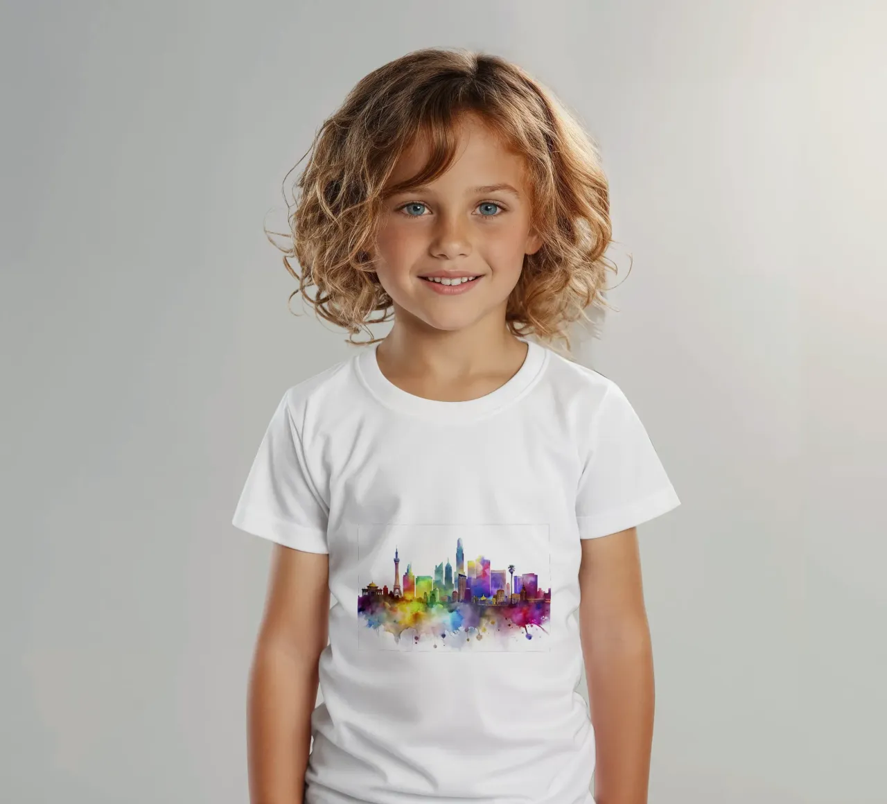 skyline di las vegas in acquerello t-shirt bambini da ARTVI-SHOP