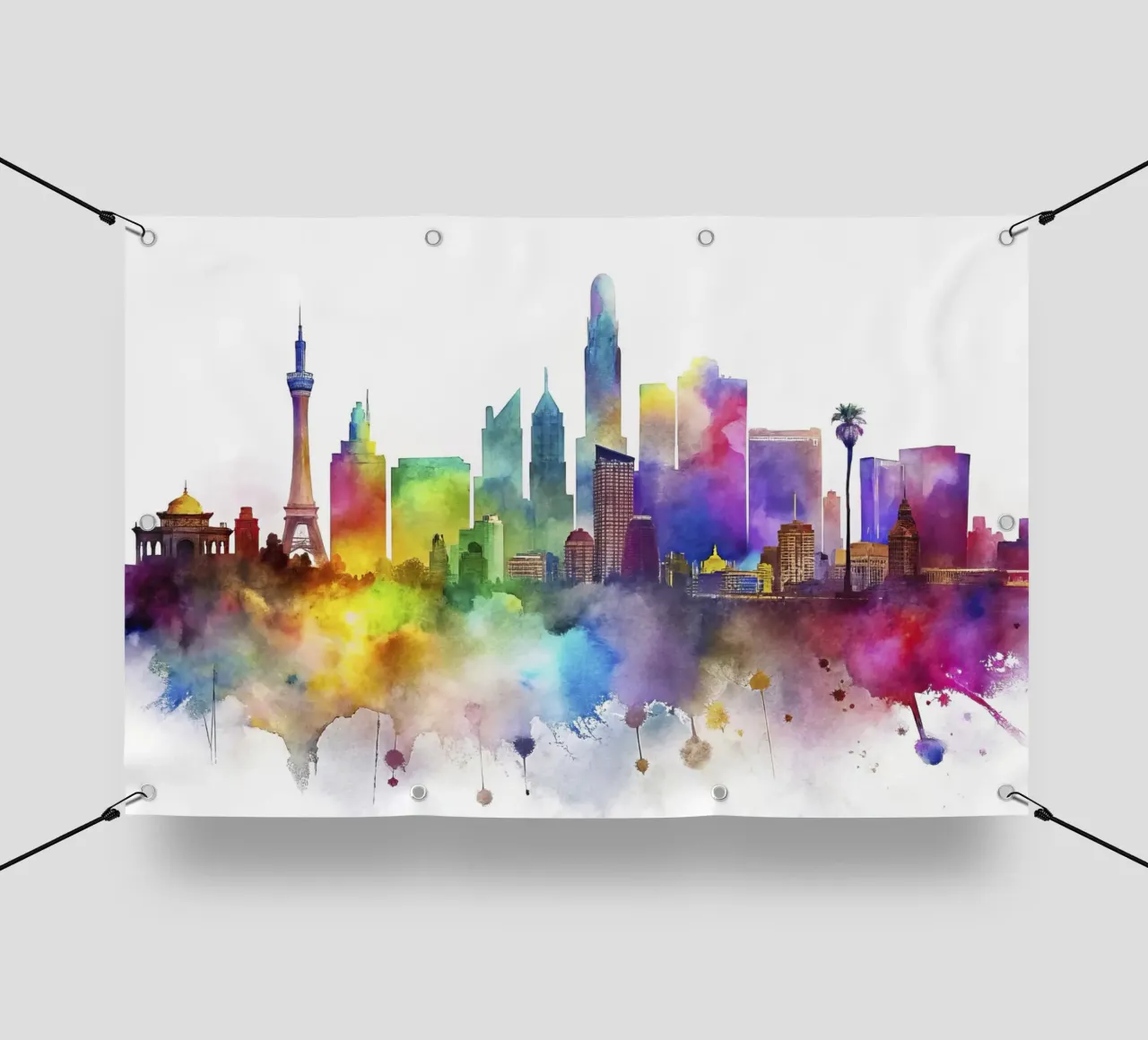 skyline di las vegas in acquerello telo in pvc da ARTVI-SHOP