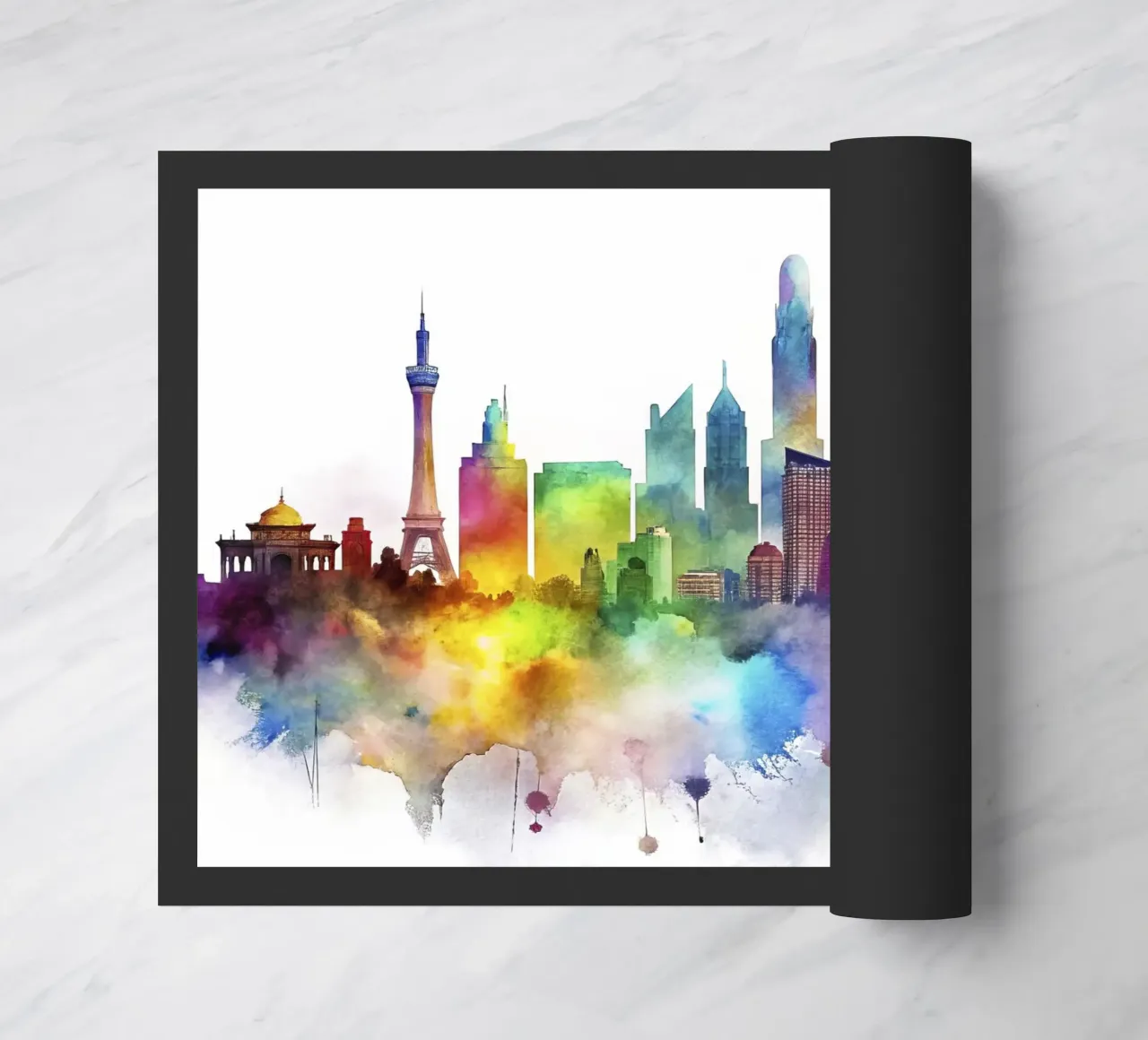 skyline di las vegas in acquerello zerbino da ARTVI-SHOP