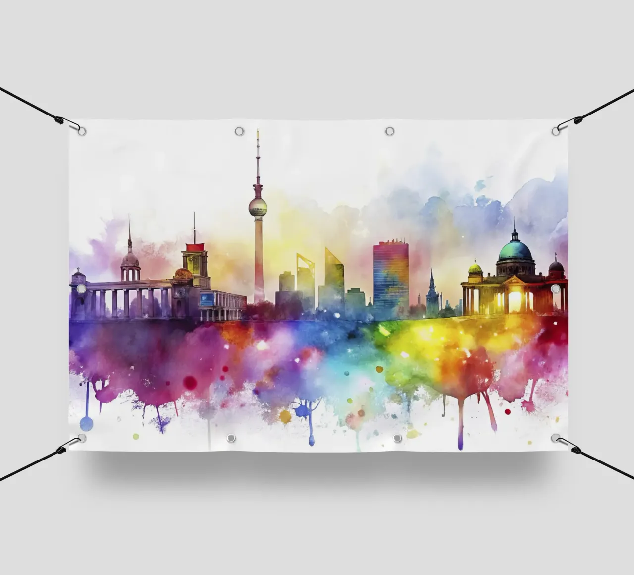 skyline di berlino ad acquerello telo in pvc da 🎁 ARTVI-SHOP