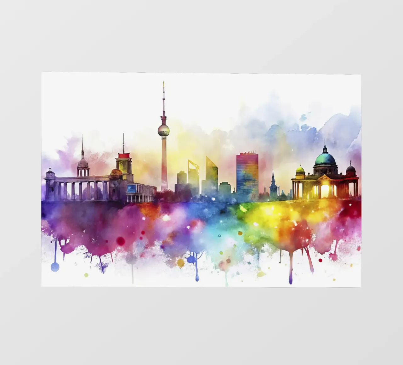 skyline di berlino ad acquerello telo in pvc da 🎁 ARTVI-SHOP
