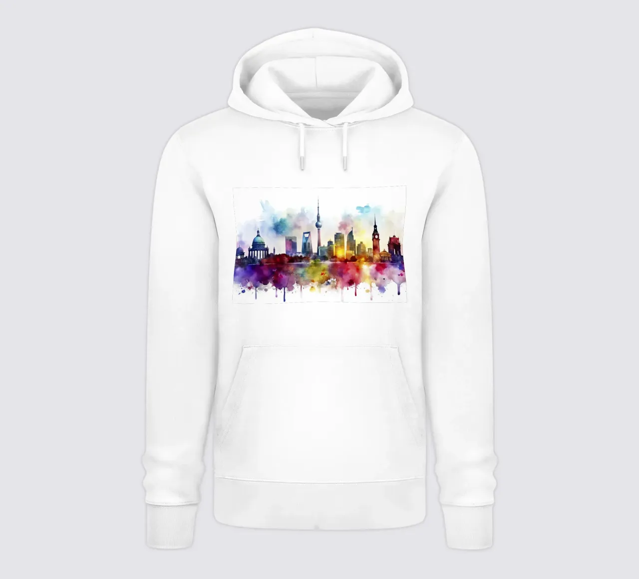 skyline di berlino ad acquerello felpa con cappuccio da ARTVI-SHOP