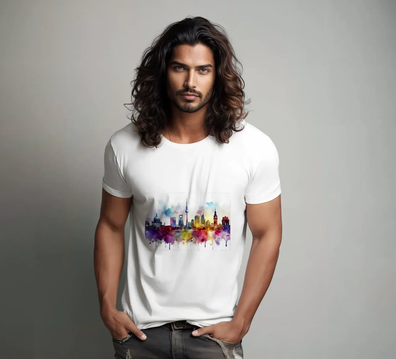 skyline di berlino ad acquerello t-shirt da ARTVI-SHOP