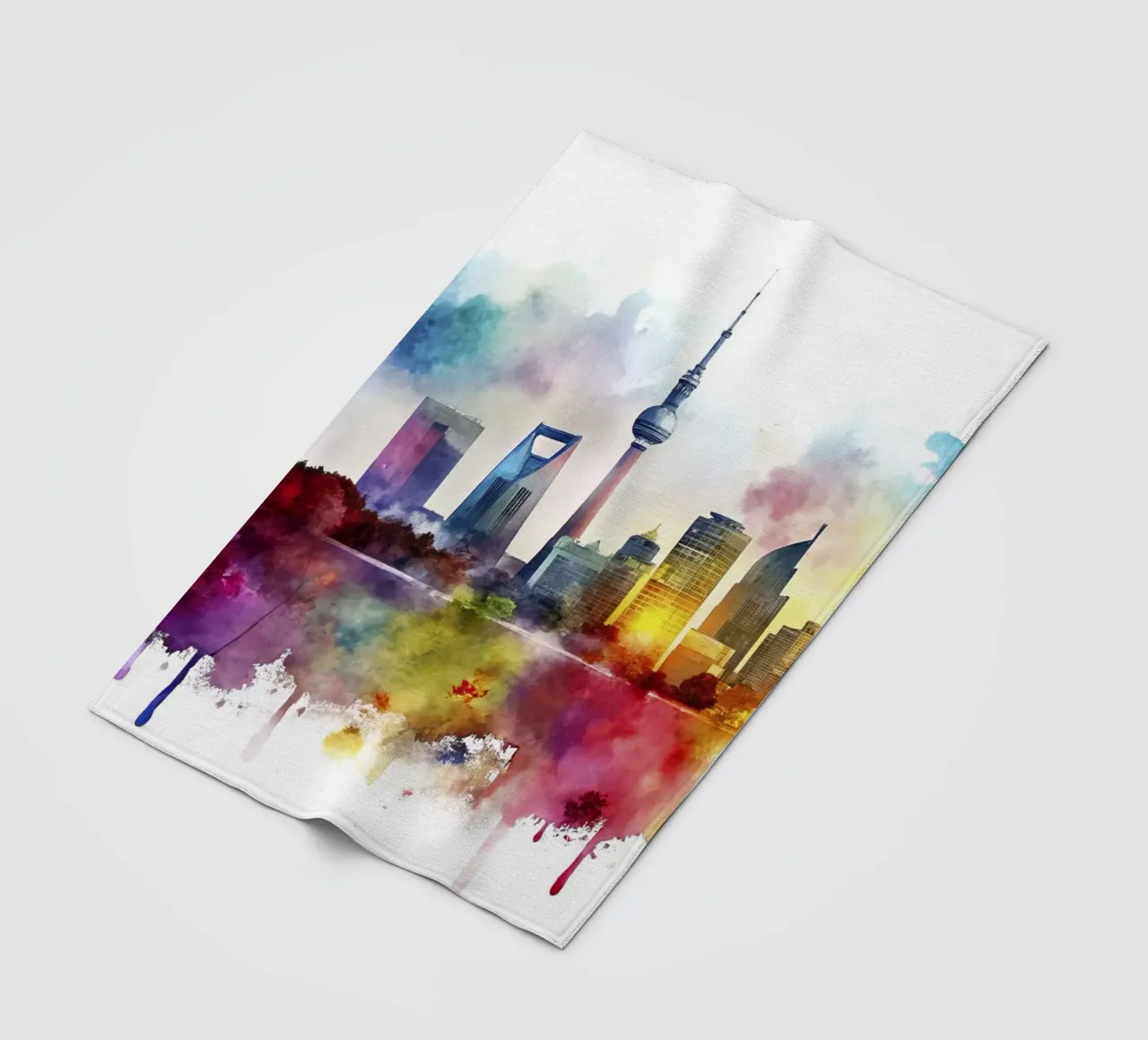 skyline di berlino ad acquerello coperta in pile da ARTVI-SHOP