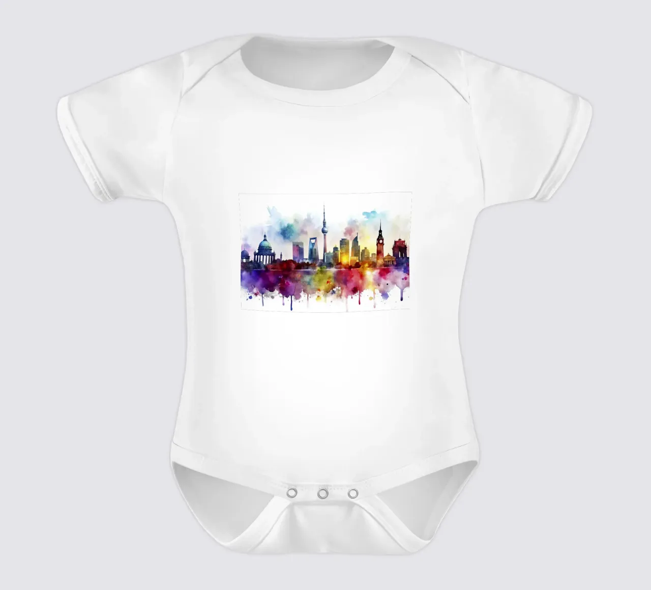 skyline di berlino ad acquerello body neonato maniche corte da ARTVI-SHOP