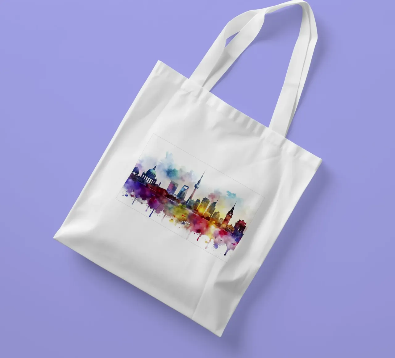 skyline di berlino ad acquerello borsa in juta da 🎁 ARTVI-SHOP