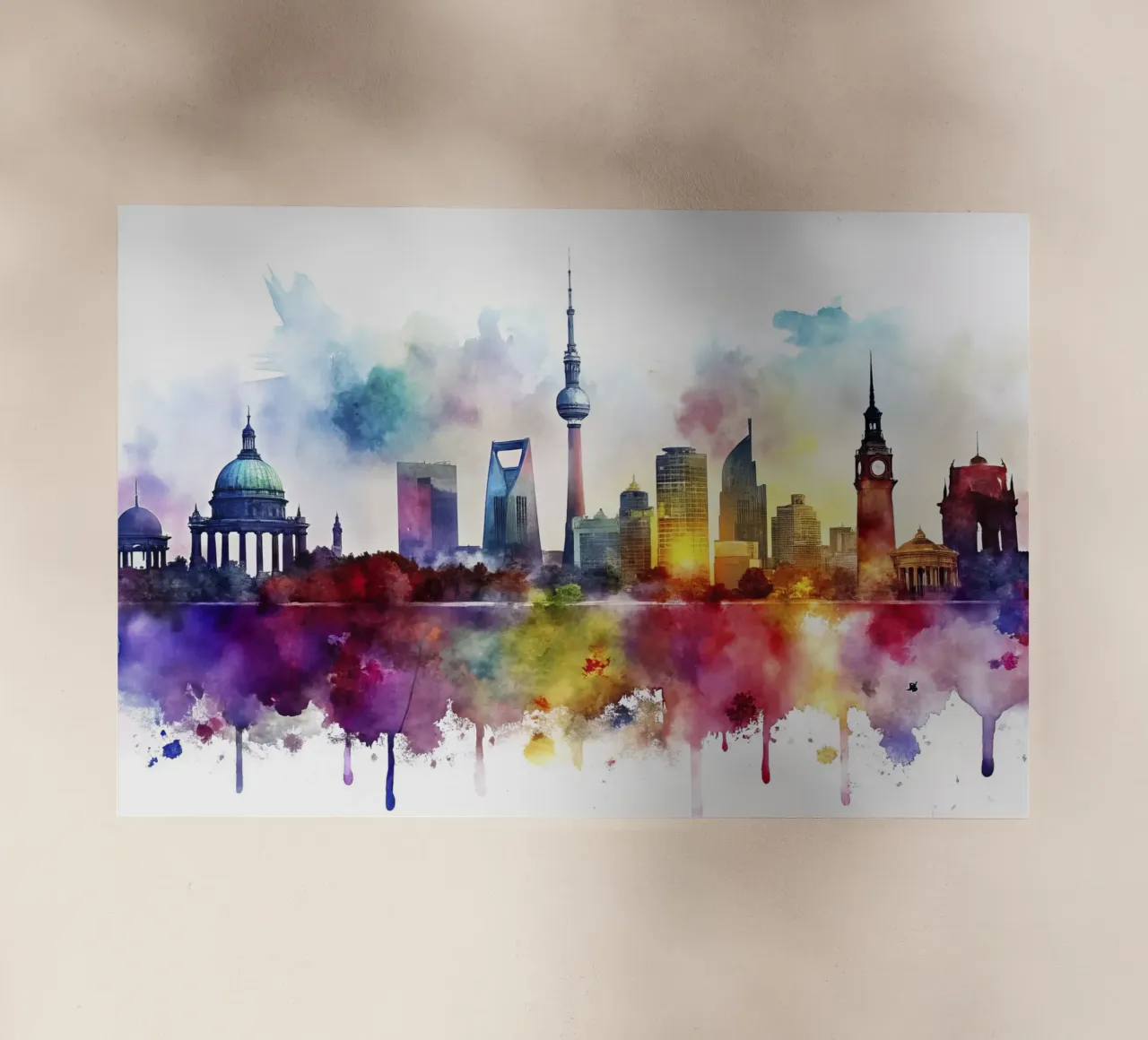 skyline di berlino ad acquerello pellicola backlit da ARTVI-SHOP