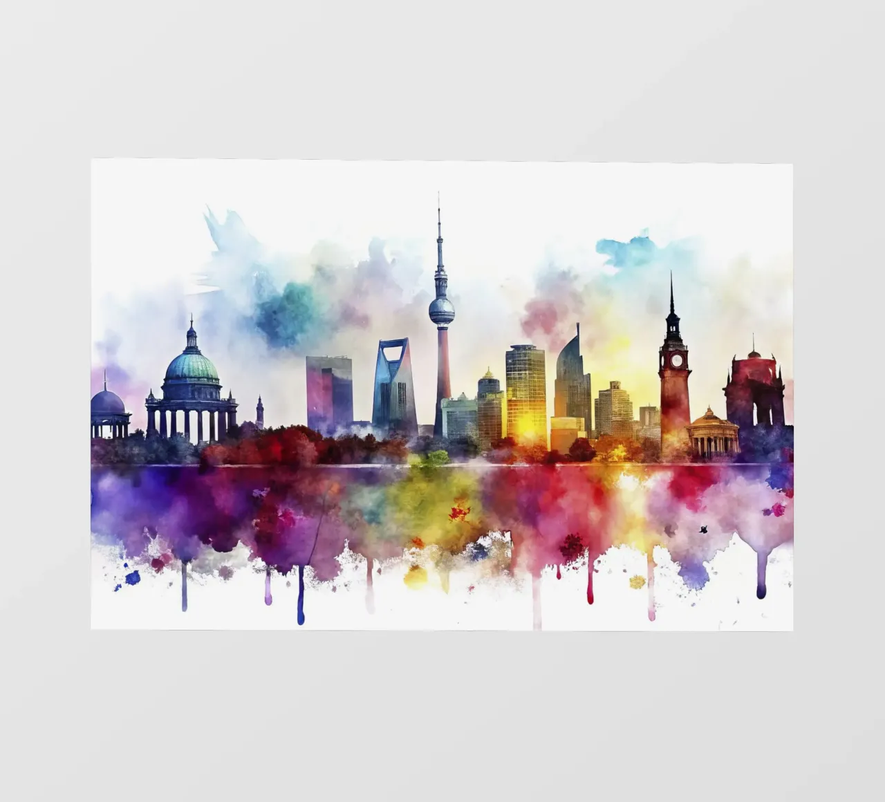 skyline di berlino ad acquerello pellicola backlit da ARTVI-SHOP