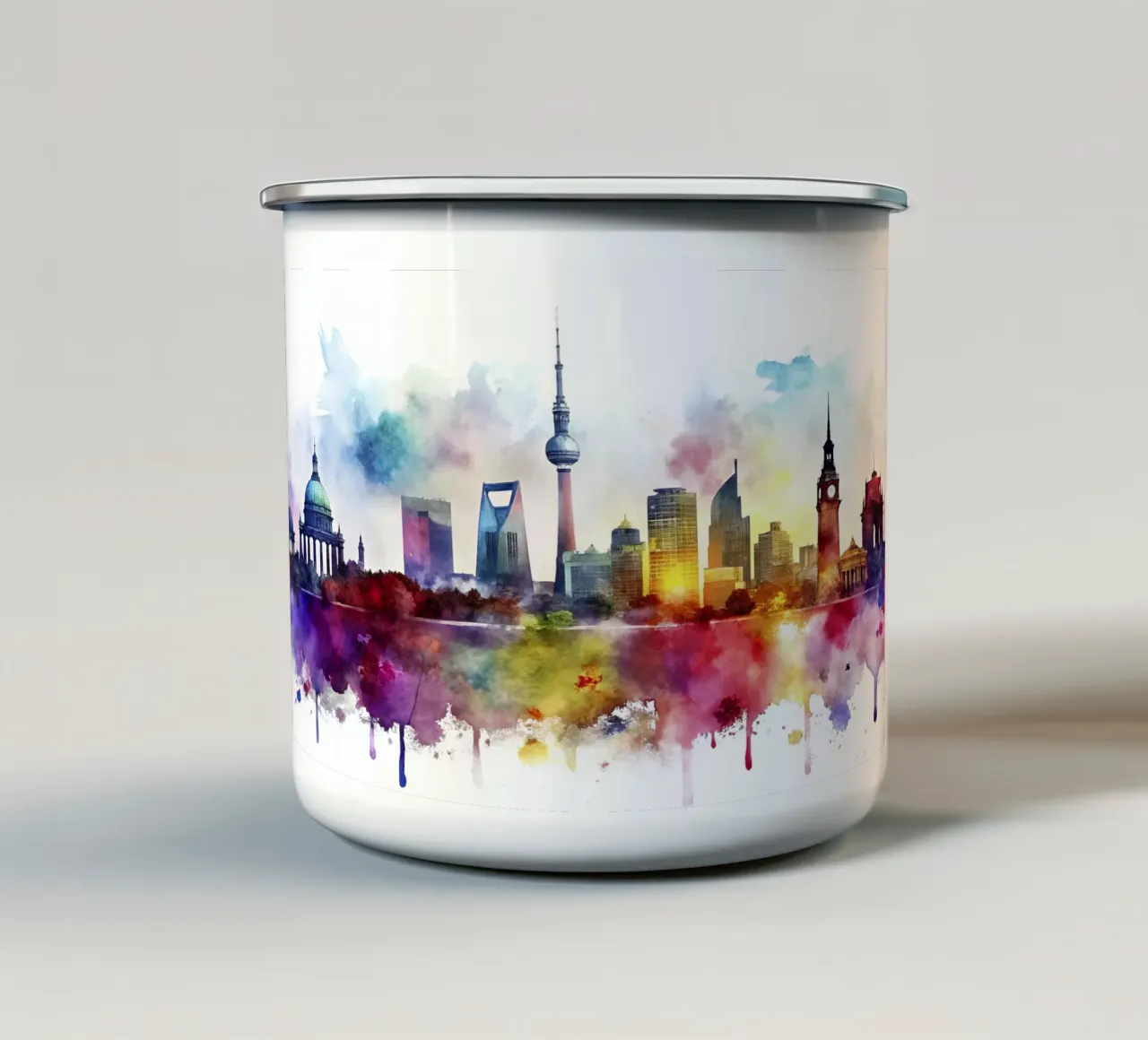 skyline di berlino ad acquerello tazza in smalto da ARTVI-SHOP