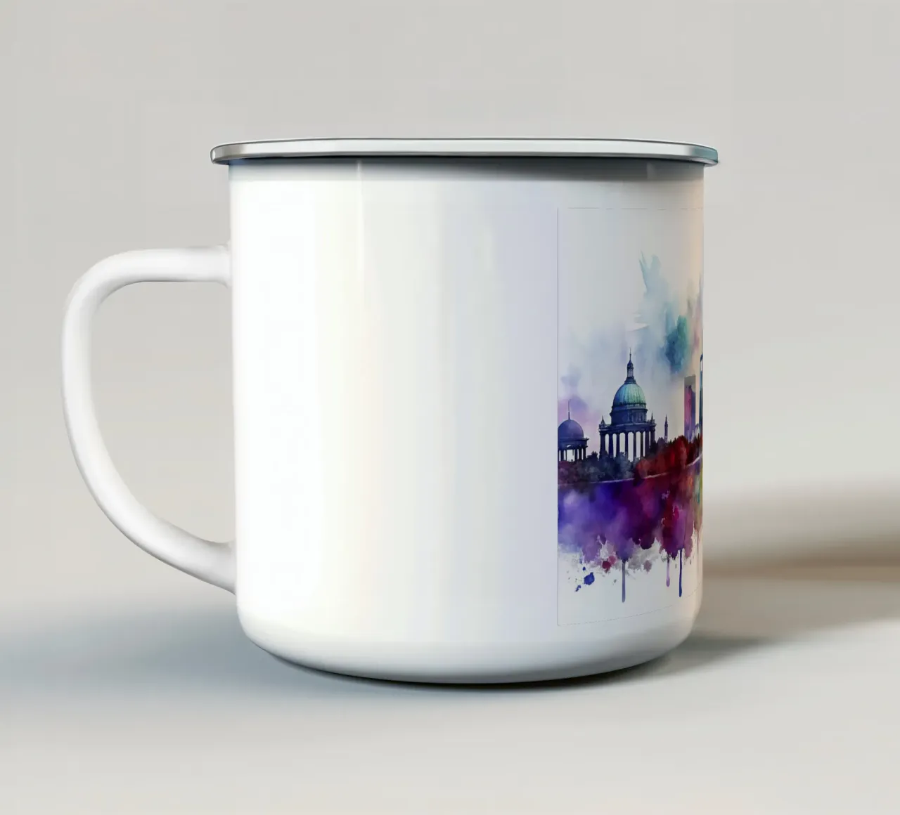 skyline di berlino ad acquerello tazza in smalto da ARTVI-SHOP