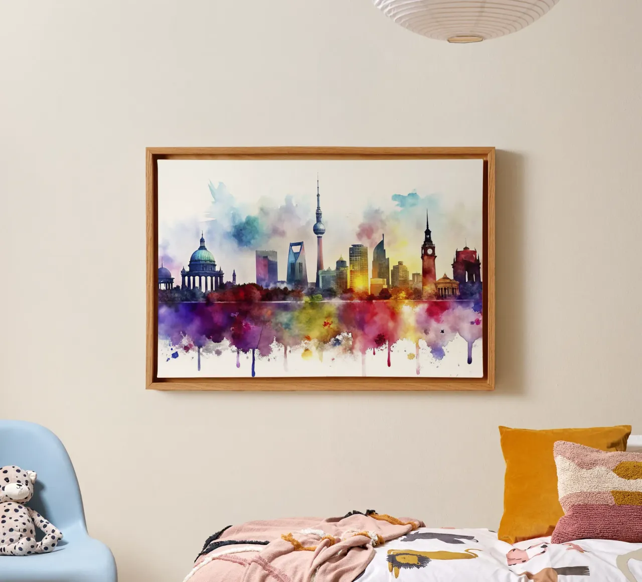 berlin skyline in watercolor canvas by 🎁 ARTVI-SHOP