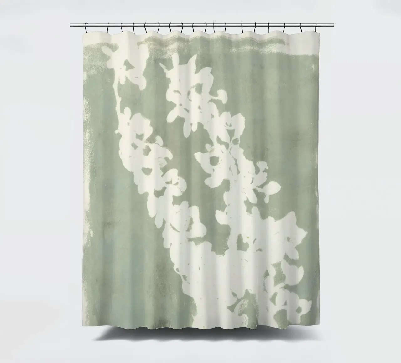 botanical reminiscences 3 - soft green tenda da doccia da IRIS LEHNHARDT FINE ART