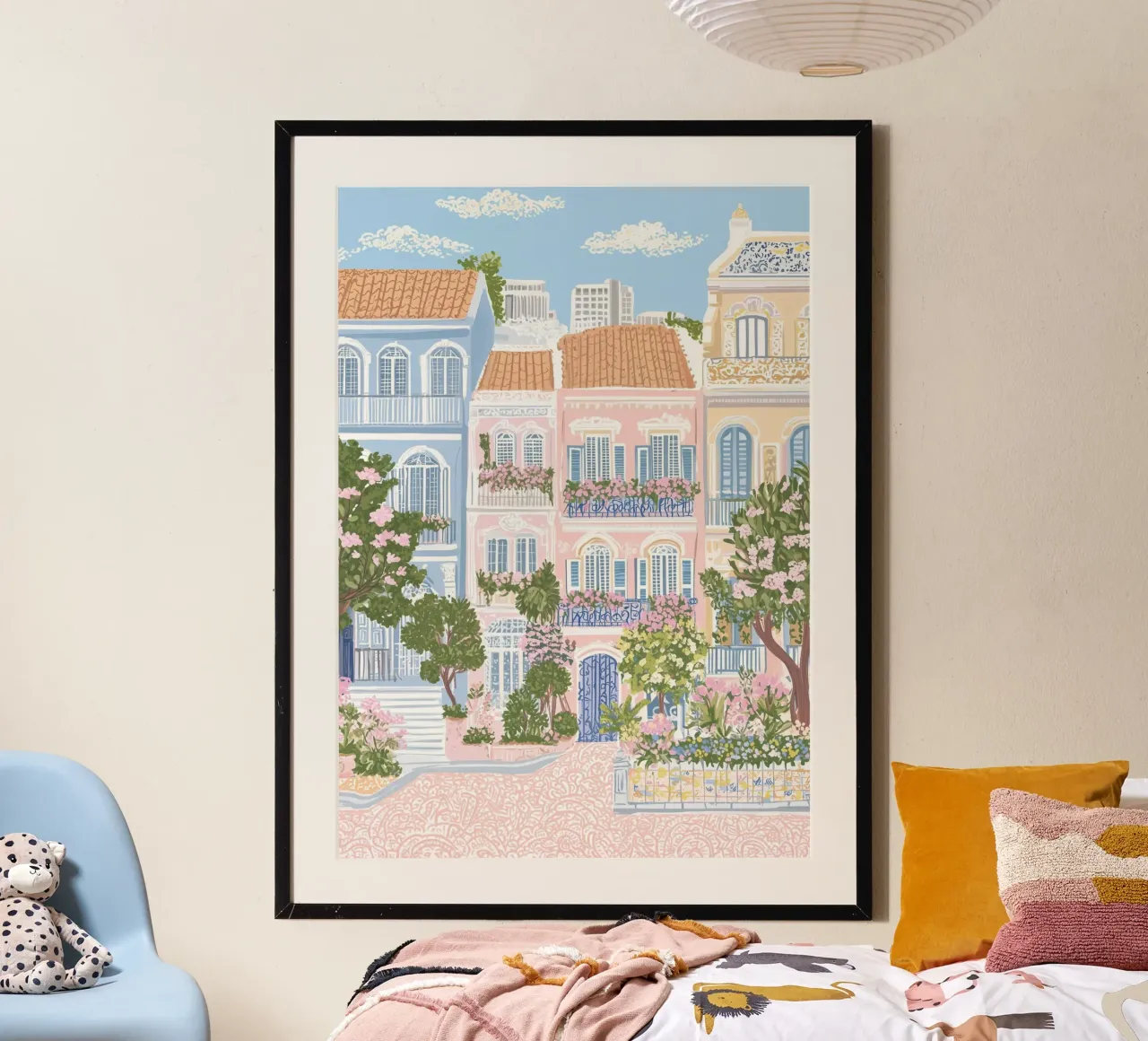 Poster di Parigi, stampa di viaggio, arte di viaggio in Europa, mercato dei fiori carta hahnemühle da Gaia