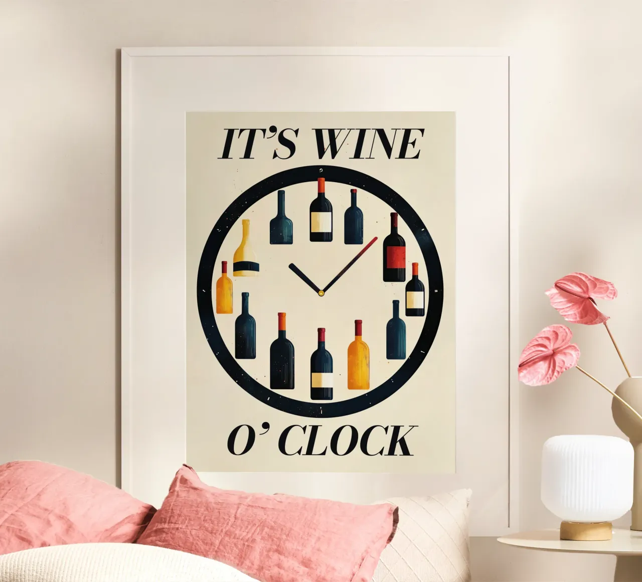 🍷 It's Wine O'Clock - Divertente poster artistico da parete sul vino poster da Kaji