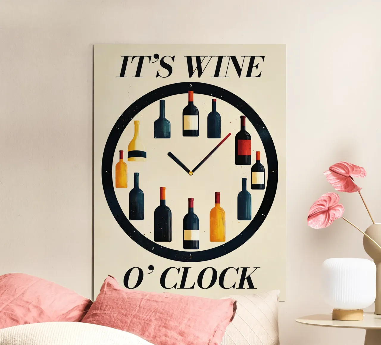 🍷 It's Wine O'Clock - Divertente poster artistico da parete sul vino poster da Kaji