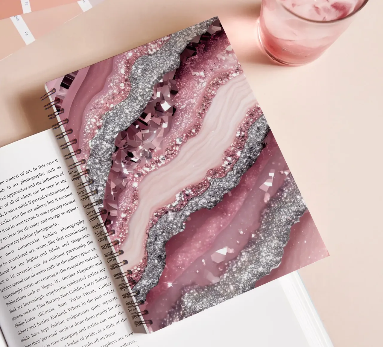 Glam Pink Agate Texture spiral notebook by Gemstone Textures