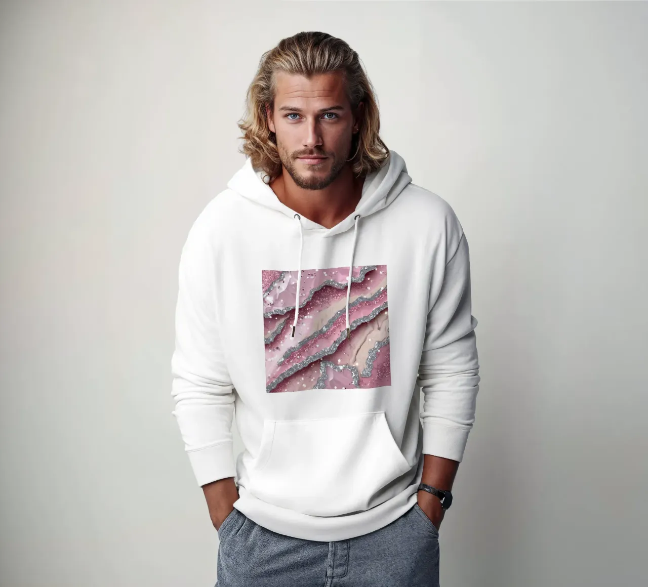 Texture agata rosa glam felpa con cappuccio da Gemstone Textures