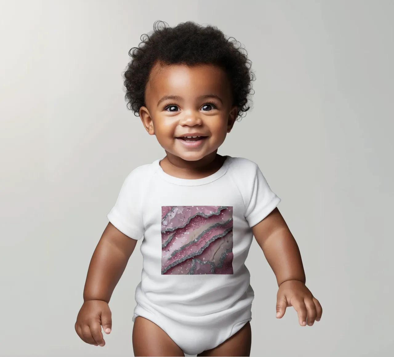 Glamrosa Achat Textur Kurzarm Babybody von Gemstone Textures