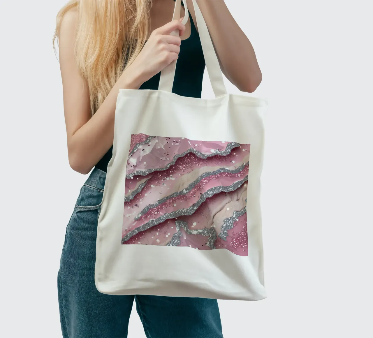 Glam Pink Agate Texture tote bag by Gemstone Textures