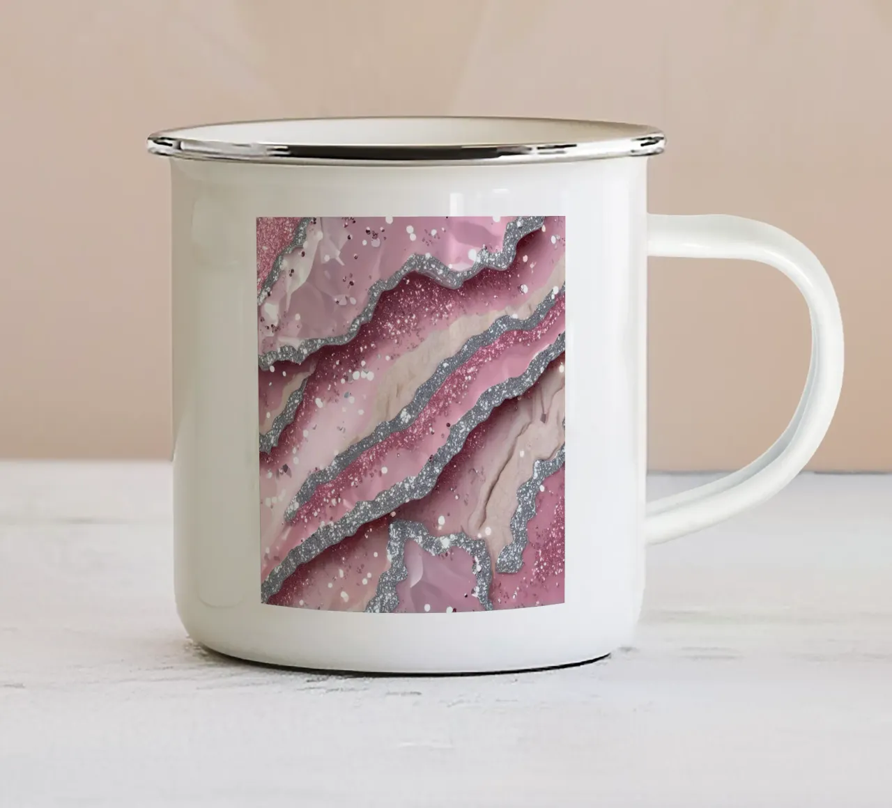 Texture agata rosa glam tazza in smalto da Gemstone Textures