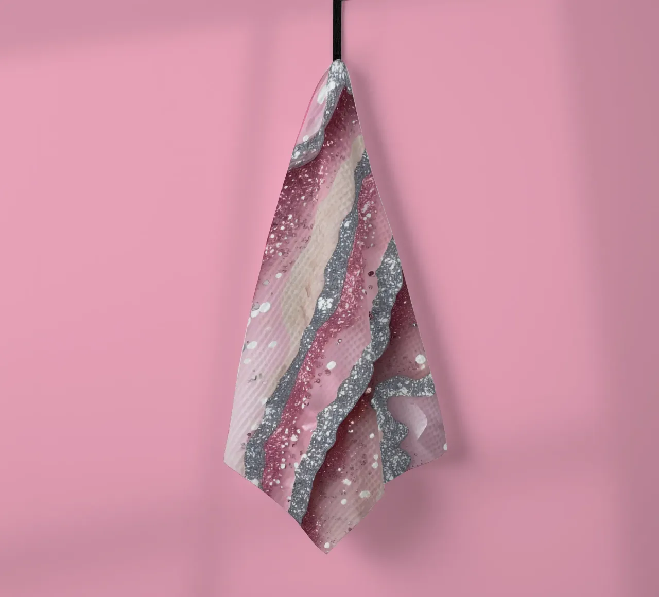 Glam Pink Agate Texture tea towel by Gemstone Textures