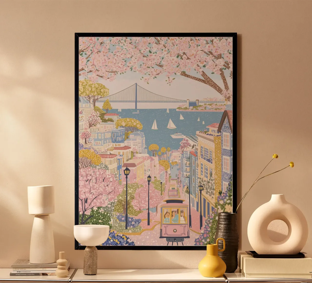 Poster di San Francisco, stampa del mercato dei fiori da viaggio poster da Gaia