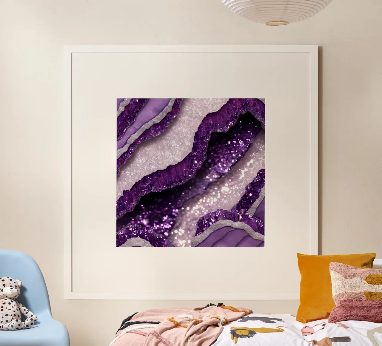 Texture glam dell'agata viola poster con telaio in plastica da Gemstone Textures