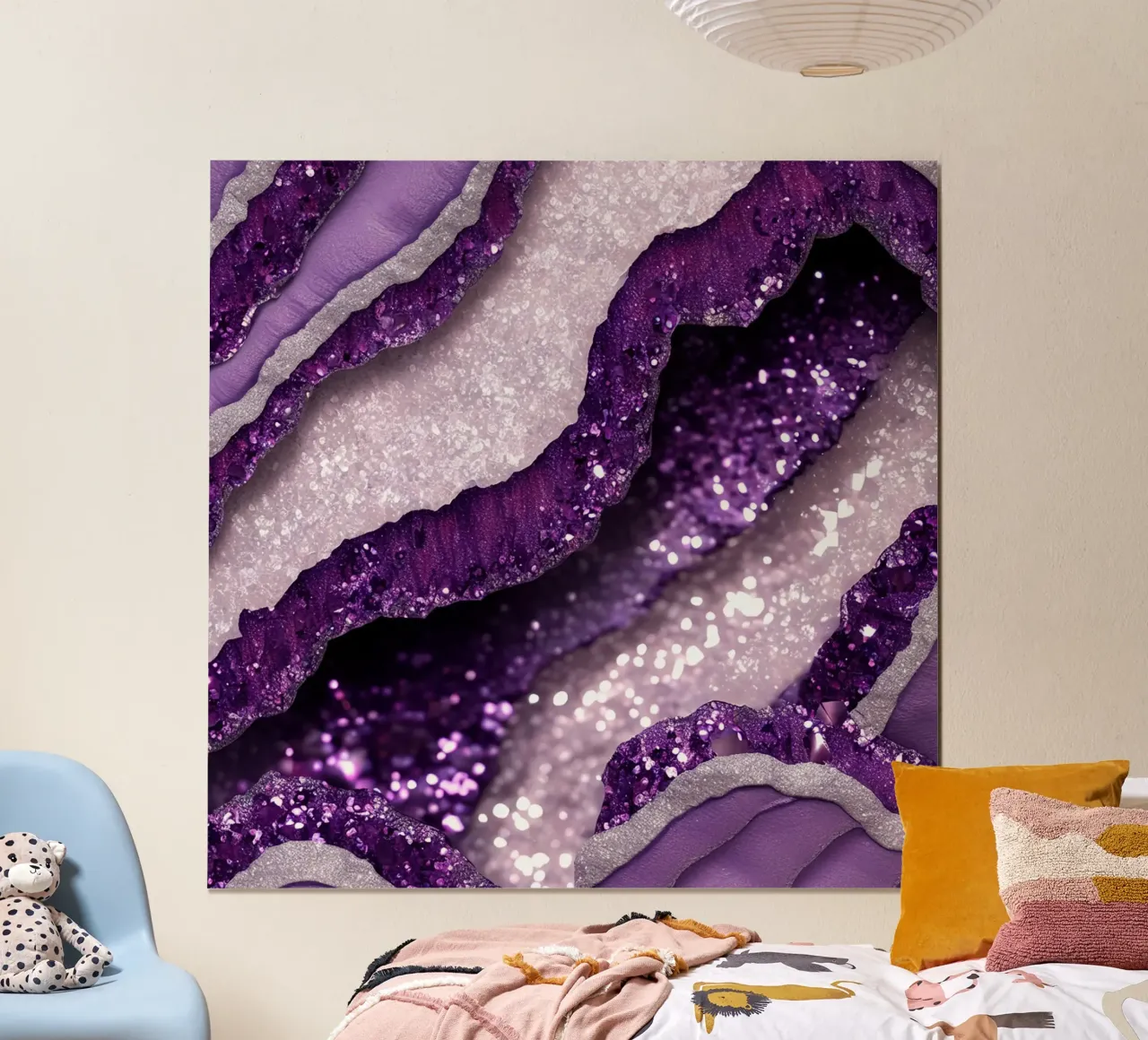 Texture glam dell'agata viola poster con telaio in plastica da Gemstone Textures