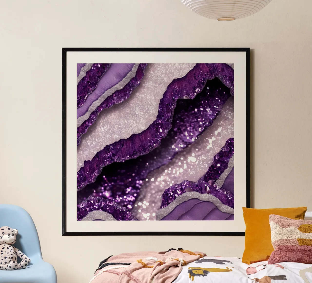 Texture glam dell'agata viola poster con telaio in plastica da Gemstone Textures