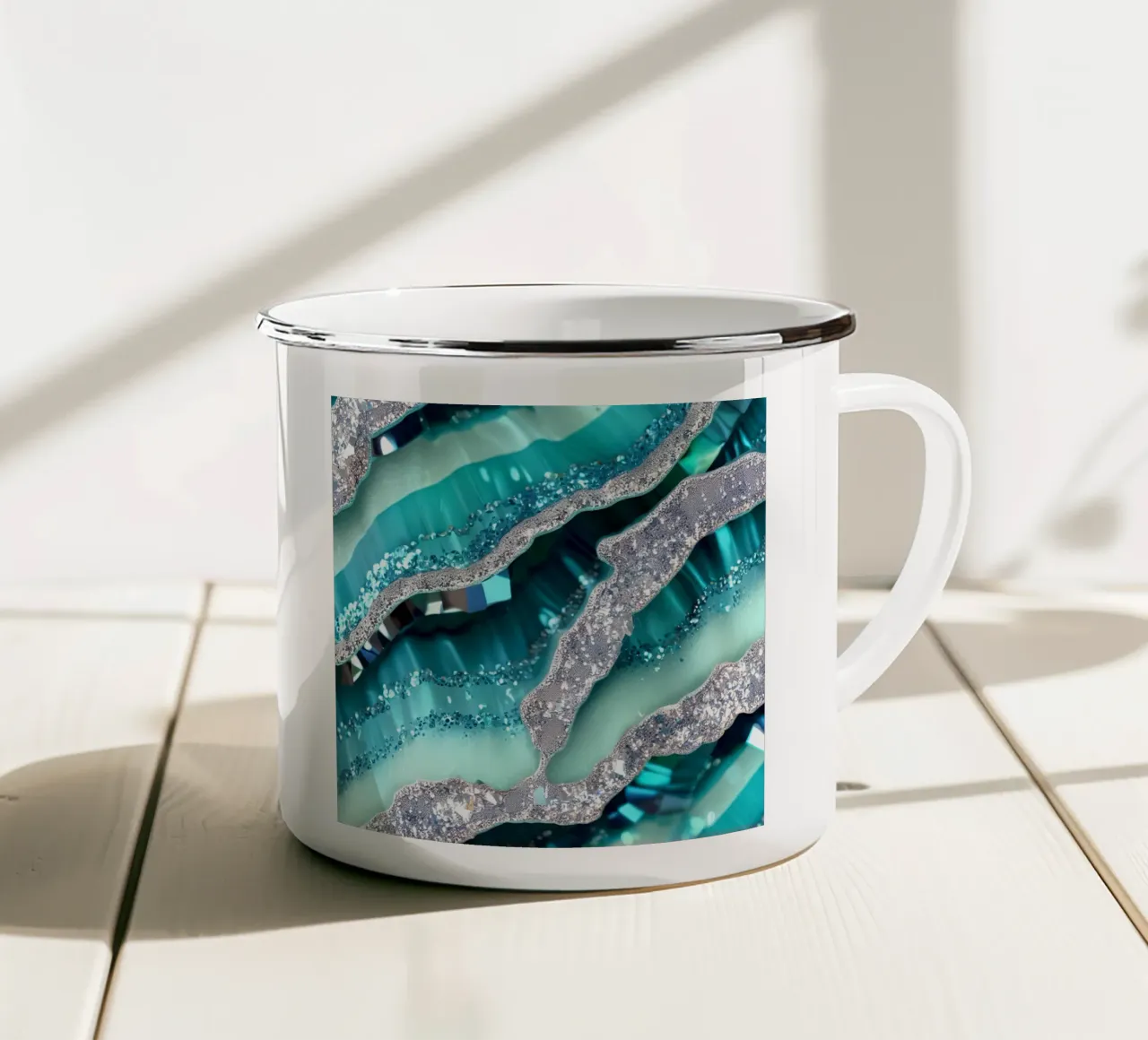 Texture agata turchese glam tazza in smalto da Gemstone Textures