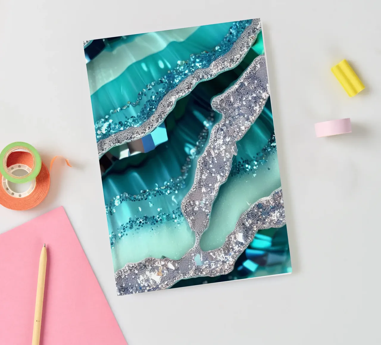Glam Turquoise Agate Texture notebook by Gemstone Textures